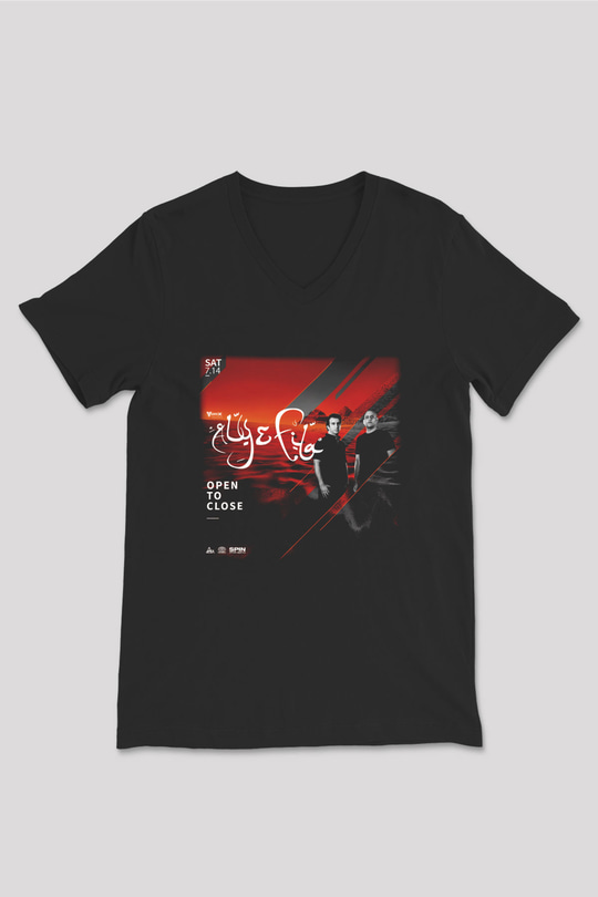 Aly & Fila Siyah Unisex V Yaka Tişört T-Shirt
