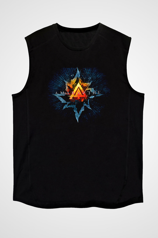 Amaranthe Baskılı Unisex Siyah Kolsuz Tişört - Tshirt