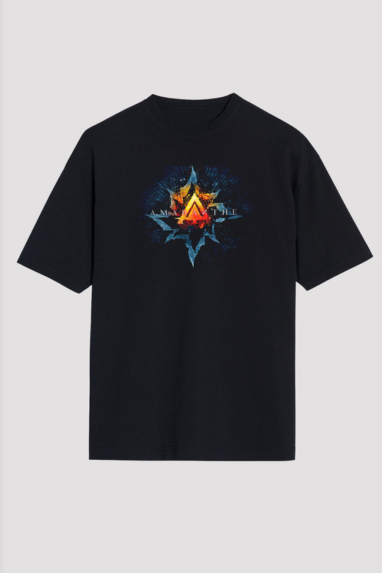 Amaranthe Baskılı Unisex Siyah Oversize Tişört - Tshirt