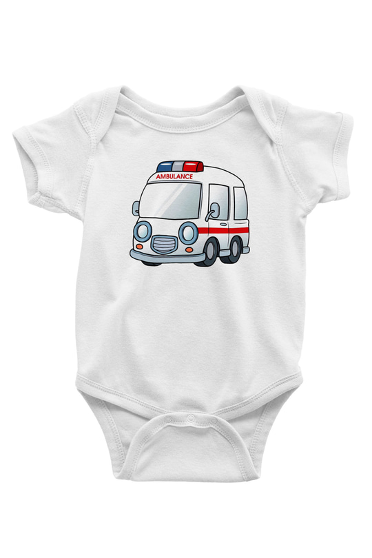Ambulans şoförü Baskılı Beyaz Unisex Bebek Body - Zıbın