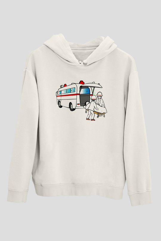 Ambulans şoförü Beyaz Unisex Hoodie