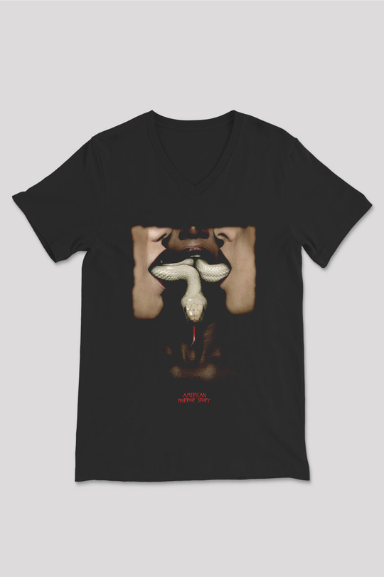American Horror Story Siyah Unisex V Yaka Tişört