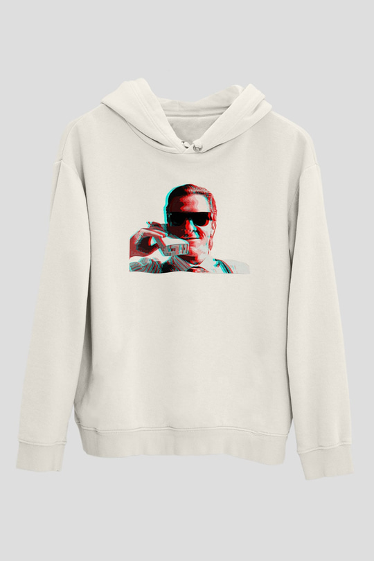 American Psycho Baskılı Beyaz Unisex Hoodie