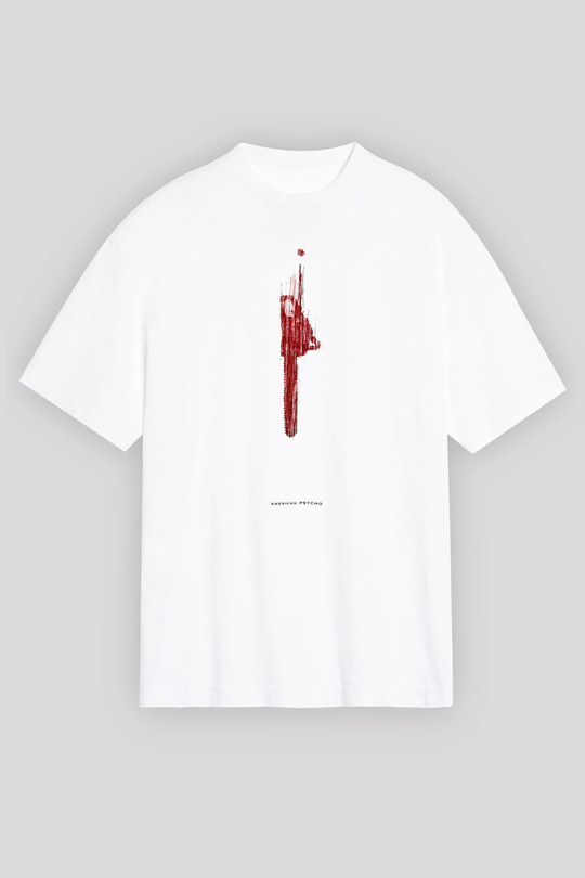 American Psycho Baskılı Beyaz Unisex Oversize Tişört - Tshirt