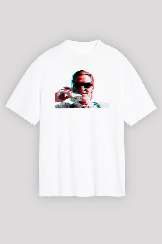 American Psycho Baskılı Beyaz Unisex Oversize Tişört - Tshirt