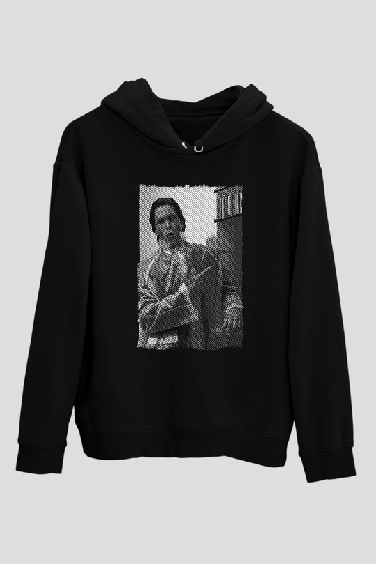American Psycho Baskılı Unisex Siyah Hoodie