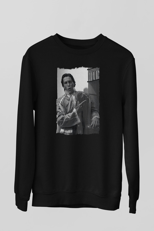 American Psycho Baskılı Unisex Siyah Sweatshirt