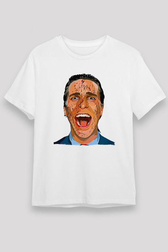 American Psycho Unisex Baskılı Beyaz Tişört - Tshirt