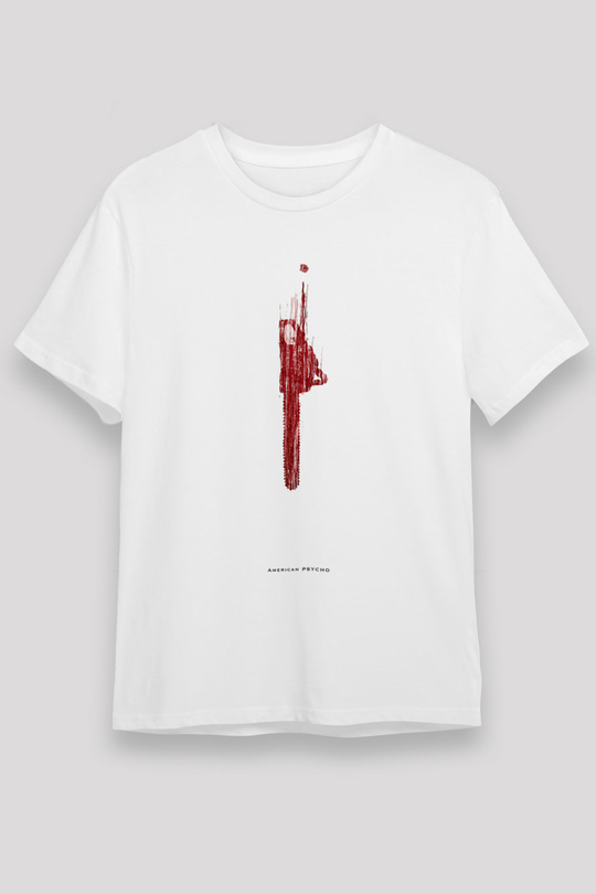 American Psycho Unisex Baskılı Beyaz Tişört - Tshirt
