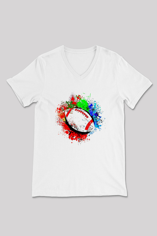 Amerikan Futbolu Baskılı Unisex V Yaka Tişört - Tshirt