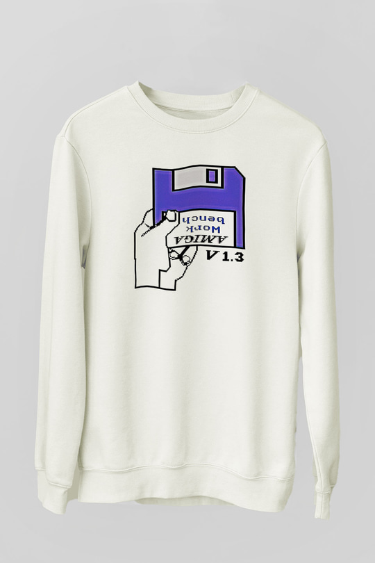 Amiga 500 Baskılı Beyaz Unisex Sweatshirt