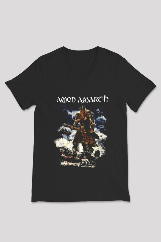 Amon Amarth Siyah Unisex V Yaka Tişört T-Shirt