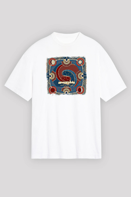 Amorphis Baskılı Unisex Beyaz Oversize Tişört