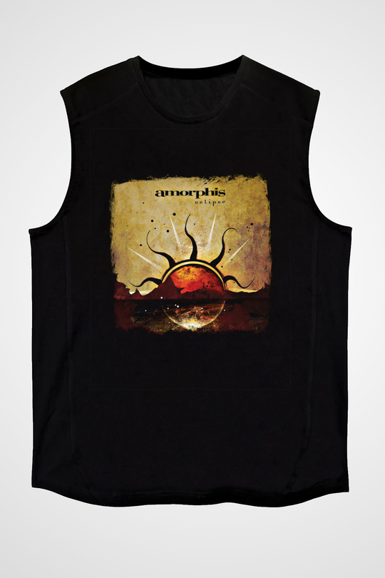 Amorphis Baskılı Unisex Siyah Kolsuz Tişört