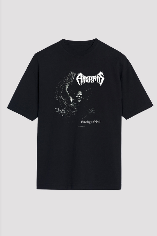 Amorphis Baskılı Unisex Siyah Oversize Tişört