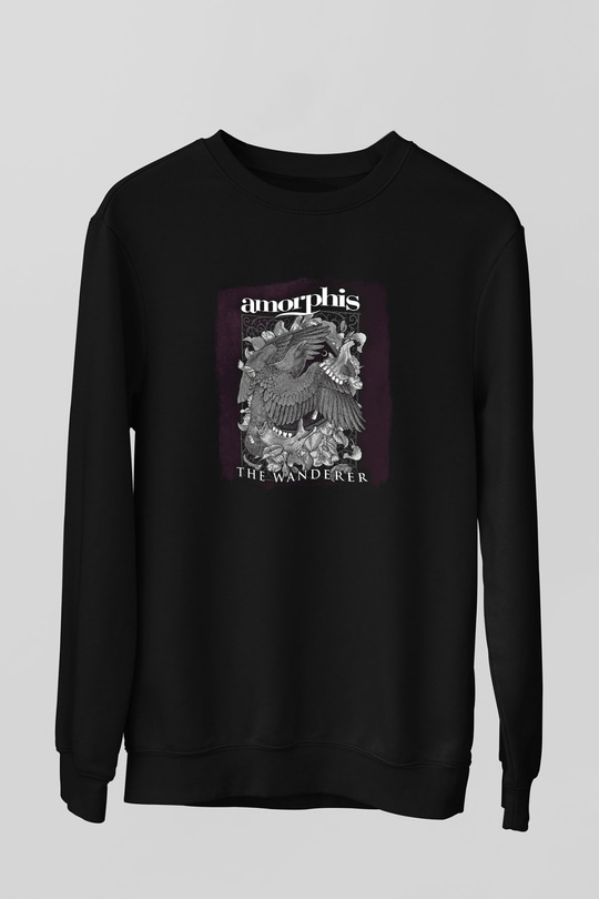 Amorphis Baskılı Unisex Siyah Sweatshirt