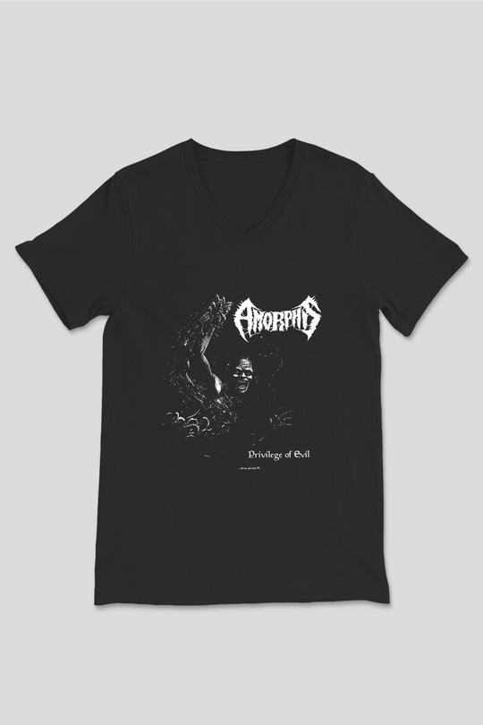 Amorphis Baskılı Unisex Siyah V Yaka Tişört