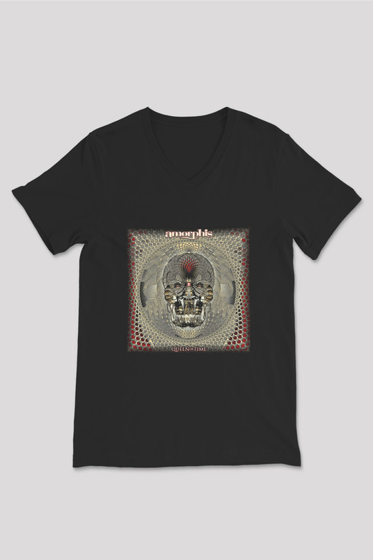 Amorphis Baskılı Unisex Siyah V Yaka Tişört