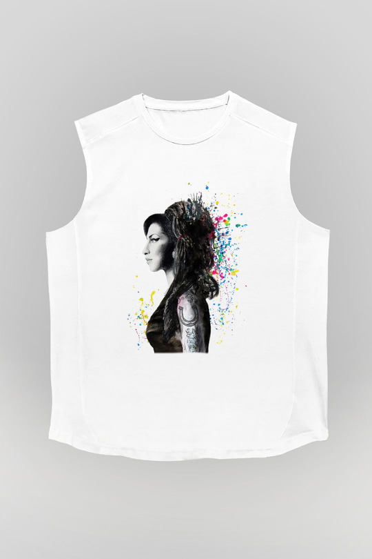 Amy Winehouse Beyaz Unisex Kolsuz Tişört