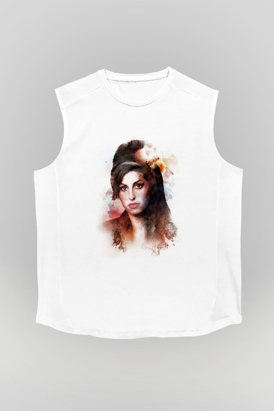 Amy Winehouse Beyaz Unisex Kolsuz Tişört