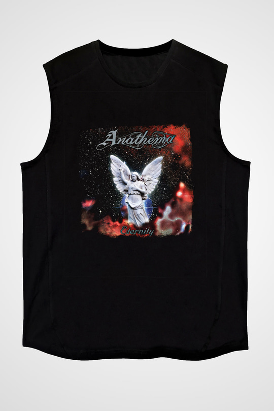 Anathema Baskılı Unisex Siyah Kolsuz Tişört