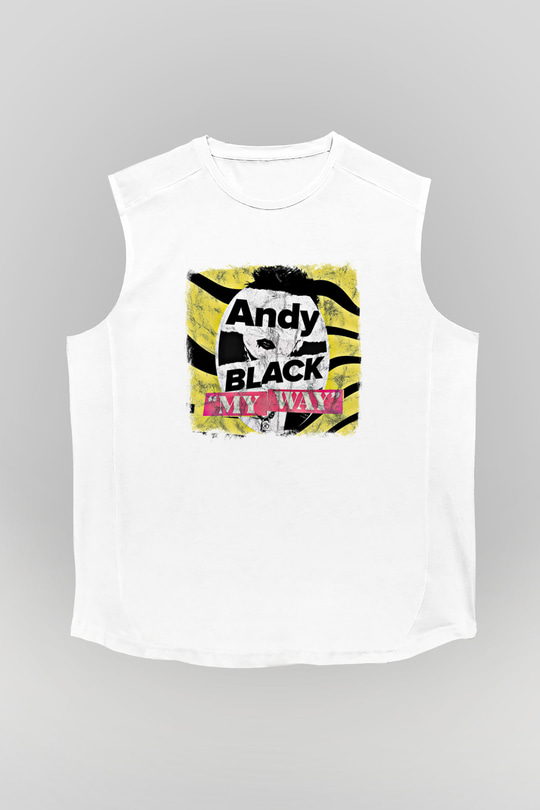 Andy Black Baskılı Unisex Beyaz Kolsuz Tişört