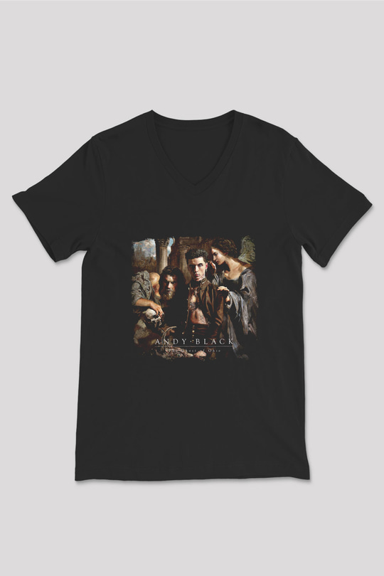 Andy Black Baskılı Unisex Siyah V Yaka Tişört