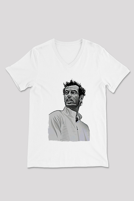 Andy Murray Baskılı Beyaz Unisex V Yaka Tişört - Tshirt