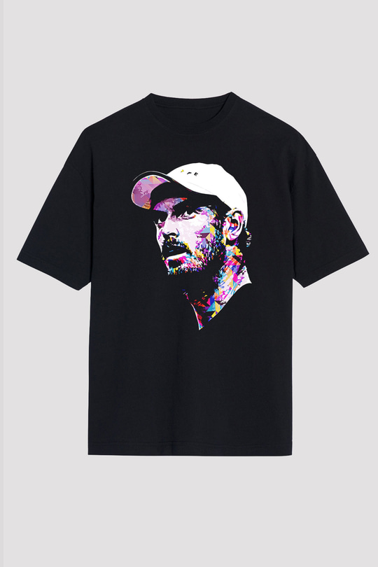 Andy Murray Baskılı Unisex Siyah Oversize Tişört - Tshirt