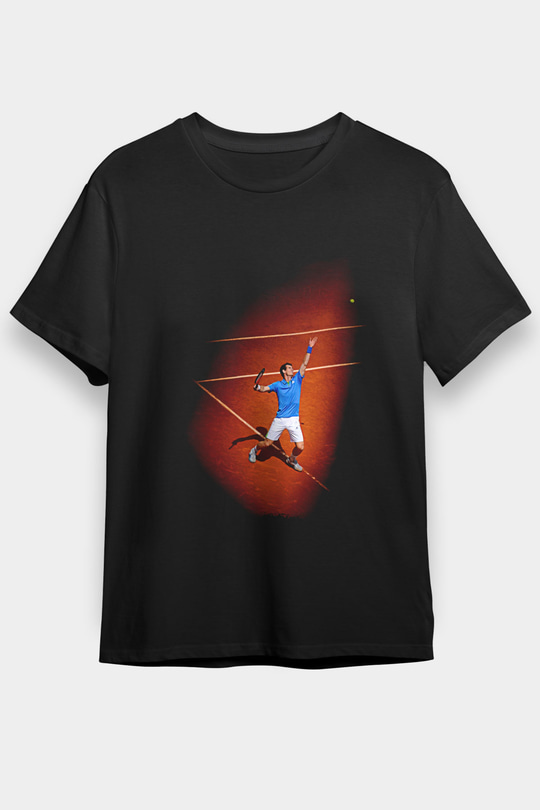 Andy Murray Baskılı Unisex Siyah Tişört - Tshirt