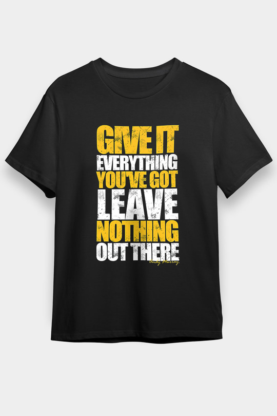 Andy Murray Baskılı Unisex Siyah Tişört - Tshirt