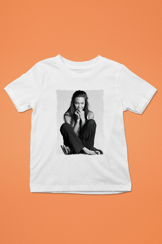 Angelina Jolie Beyaz Unisex Çocuk Tişört