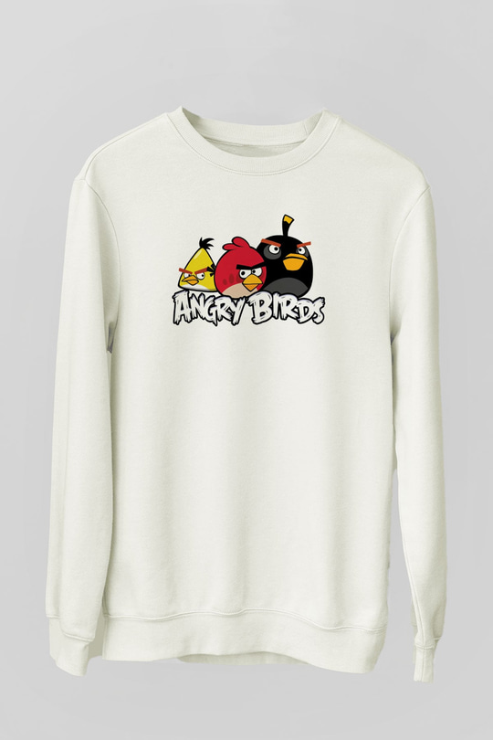 Angry Birds Beyaz Unisex Sweatshirt