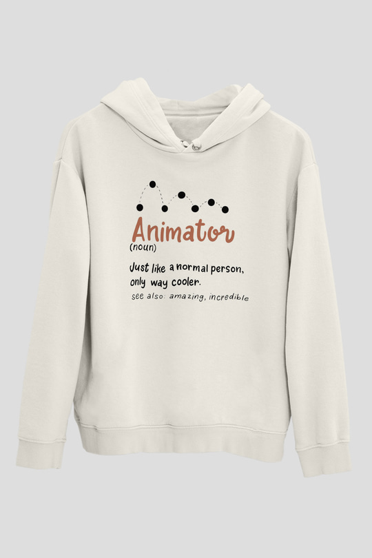 Animatör Beyaz Unisex Kapüşonlu Sweatshirt