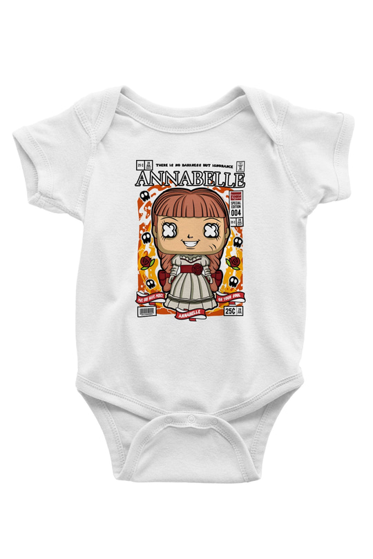 Annabelle Baskılı Unisex Beyaz Bebek Body - Zıbın