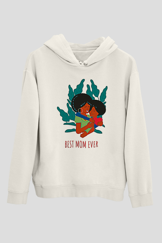 Anneler Günü Baskılı Beyaz Unisex Hoodie
