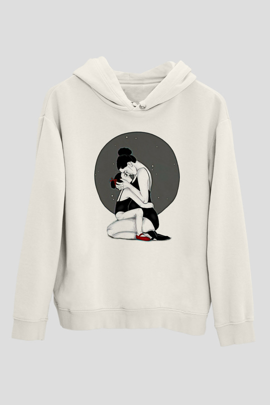 Anneler Günü Baskılı Beyaz Unisex Hoodie