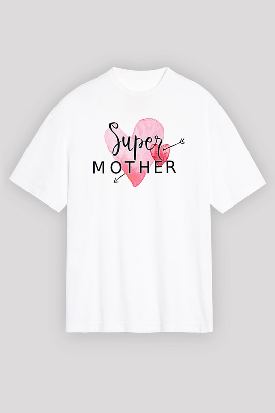 Anneler Günü Baskılı Beyaz Unisex Oversize Tişört - Tshirt