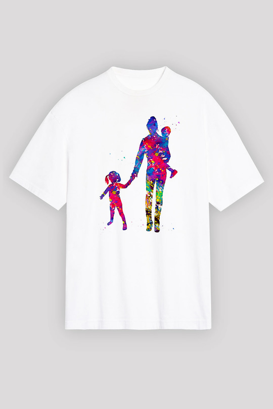 Anneler Günü Baskılı Beyaz Unisex Oversize Tişört - Tshirt