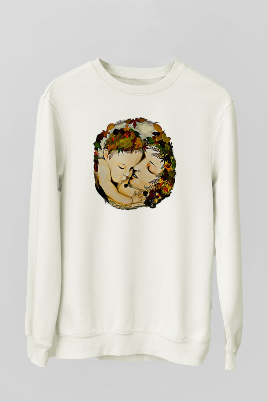 Anneler Günü Baskılı Beyaz Unisex Sweatshirt