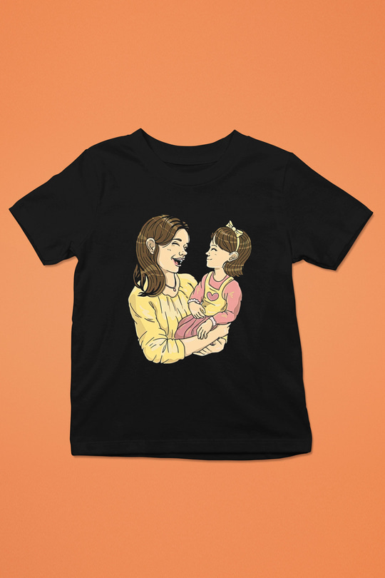 Anneler Günü Baskılı Unisex Siyah Çocuk Tişört - Tshirt