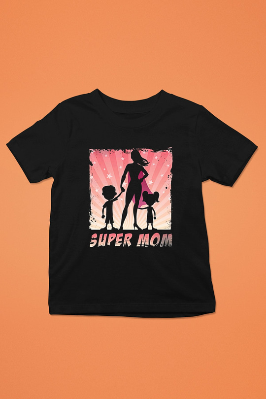 Anneler Günü Baskılı Unisex Siyah Çocuk Tişört - Tshirt