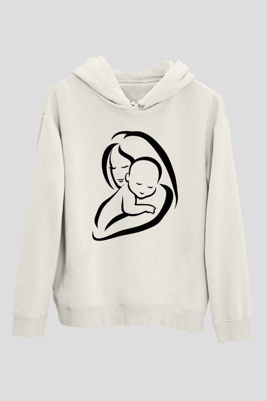 Anneler Günü Beyaz Unisex Kapşonlu Sweatshirt