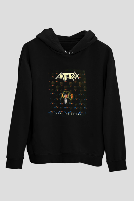 Anthrax Baskılı Unisex Siyah Hoodie