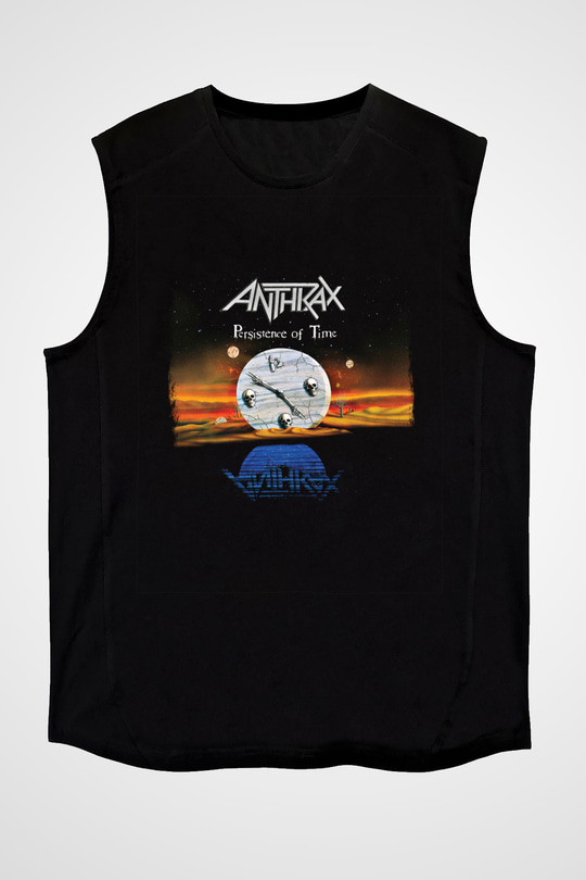 Anthrax Baskılı Unisex Siyah Kolsuz Tişört