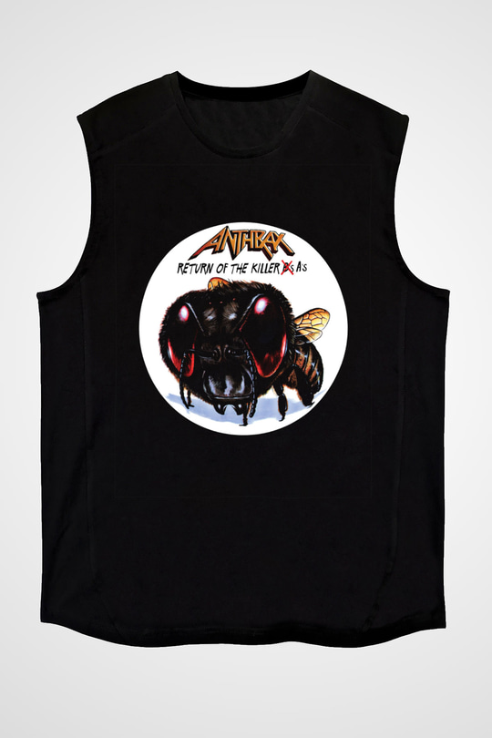 Anthrax Baskılı Unisex Siyah Kolsuz Tişört