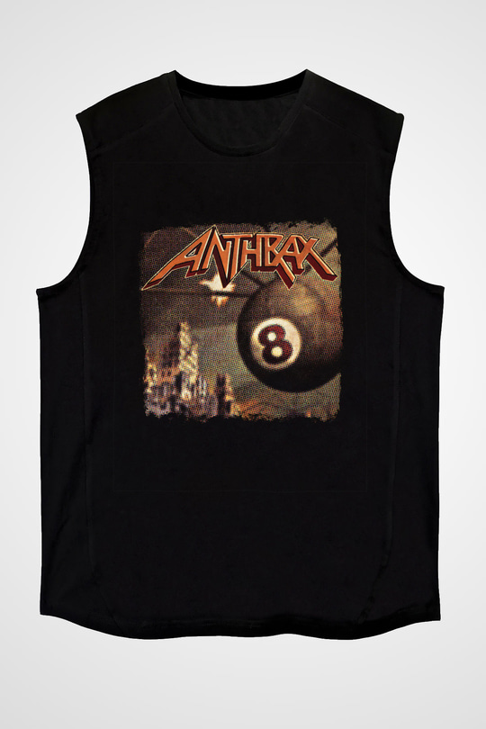 Anthrax Baskılı Unisex Siyah Kolsuz Tişört