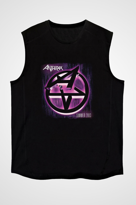 Anthrax Baskılı Unisex Siyah Kolsuz Tişört