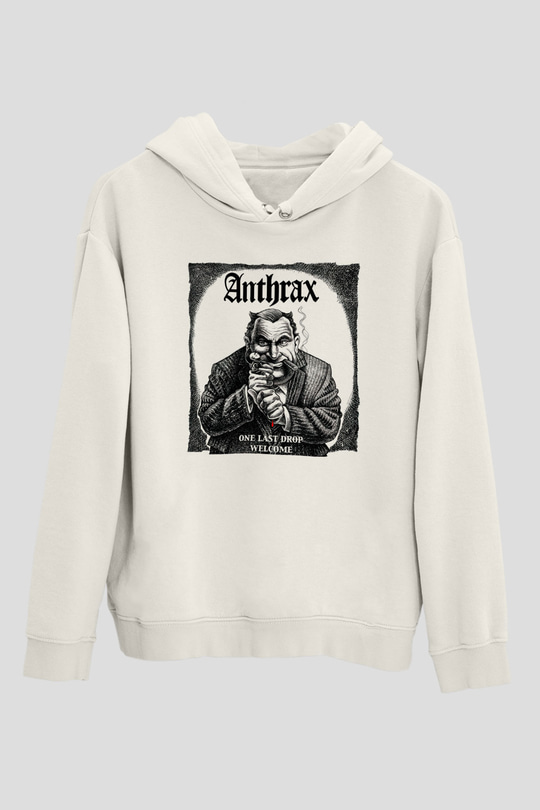 Anthrax Beyaz Unisex Kapşonlu Sweatshirt