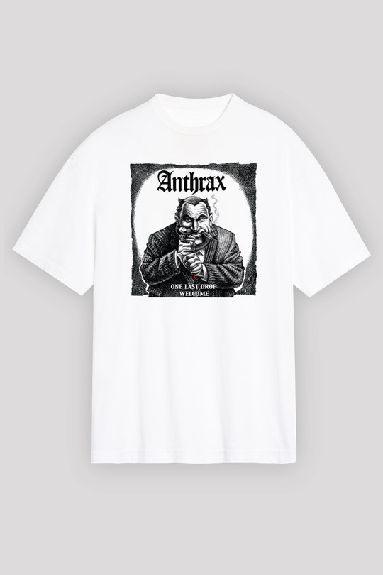 Anthrax Beyaz Unisex Oversize Tişört T-Shirt